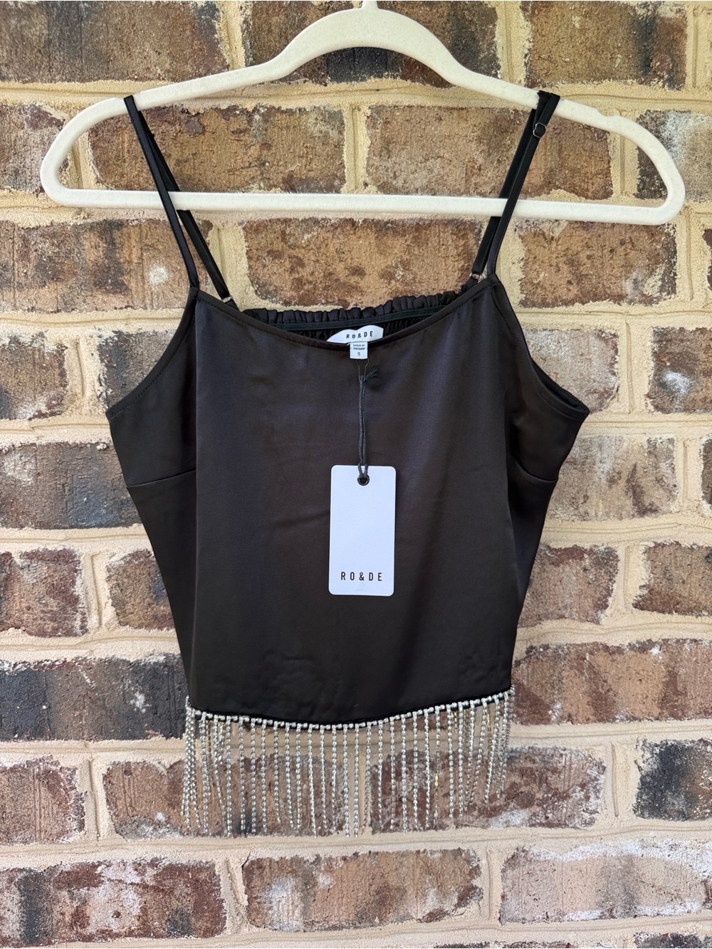 RO & DE rhinestone fringe tank top NWT